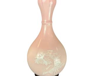 A Fine Chinese Jing de Zhen Porcelain Rose Colored Garlic Mouth Bulbous Vase 1950-60