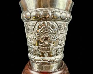 Large Peruvian Or South American Sterling Silver Ice Bucket Or Wine Cooler