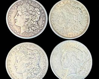A Grouping Of 3 Morgan Silver Dollars Various Dates, Ungraded (4 Coins)