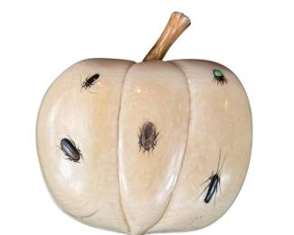 Antique Carved Fruit With Inlaid Shibayama Insects And Semi Precious Materials, Meiji Pd. Signed