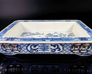 Qing Dynasty Chinese Blue And White Porcelain Tray 1800-1820