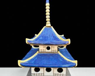 Large Vintage Sstoneware Pottery Birdhouse Ca. 1940