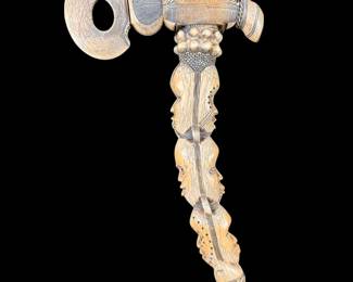 An Important Ethnographic Antique Dan Tribal Ceremonial Ax Carved From Bone, Circa 18th C