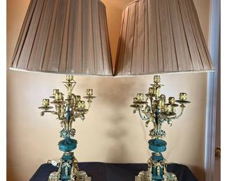 18th To Early 19th Century Pair Of 6 Light French Bronze And Gilded Ormolu Candelabra