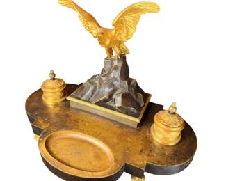 Magnificent And Rare Desk Centerpiece With 2 Ink Wells, Circa 1880, Lopienski Brothers