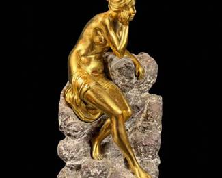 A Fine Art Deco Bronze Figure Of A Seated Maiden