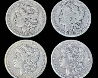 A Grouping Of 4 Morgan Silver Dollars Various Date, Ungraded