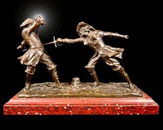 French Artist Edouard Drouot 1859-1945 Original Bronze Figure "STRUGGLE FOR LIFE"