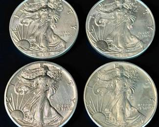 Grouping Of 4 Pure Silver Coins Lady Liberty Ungraded But Very Fine