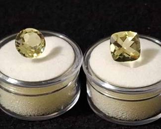  Square, Round Cushion Cut Faceted Light Citrine Or Topaz? * Two Citrine 3.25mm Gemstones