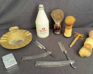 Vintage Shaving Items * Razors, Italy Brush, Zippo, San Francisco Ashtray & More!