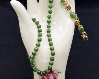Sterling Silver 925 Clasped Jade Or Jadite? Necklace * Jade? Ring & Bracelet 