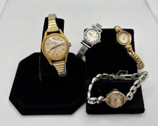 4 Vintage Ladies Watches * Dorset, Benrus , Lemonio , Timex