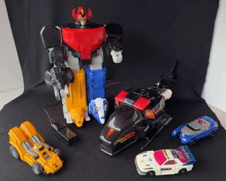 Mighty Morphin, Power Rangers & Thunder Copter W/ Small Power Ranger Cars 