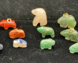 Semi-Precious Gem Stone Carved Animal Pendants & Beads 
