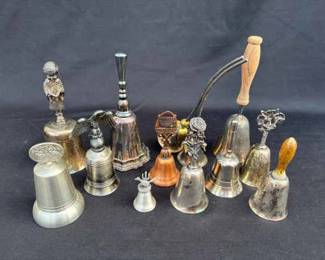 Collection of Silver plate & other metals Bells