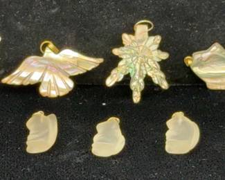 Hand-Carved Mother Of Pearl Pendants * Bird, Fish, Turtles, Dog