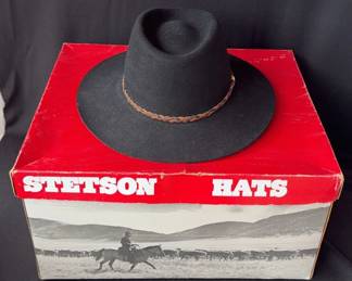 Fantastic ‘The Gun Club’ Black Dune Stetson Hat * 3 1/4” Brim Size 57~ 7 1/8