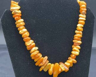 19” Brilliantly Colored Chunky Amber Necklace 