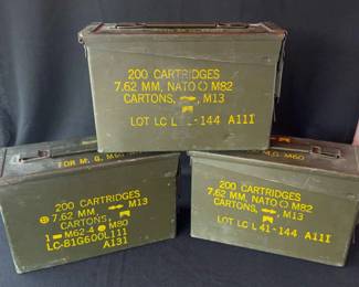 3~ Vintage US Military Ammo Box * For MG M60 -M73