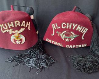  2~ Vintage Fez From Masonic Lodge * Al Chymia Patrol Captain 