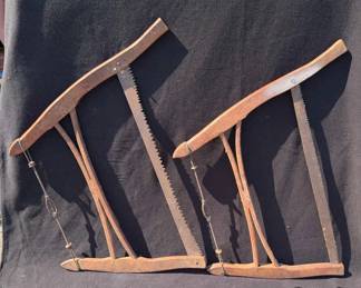 Antique Wooden Cross-Cut Bow Buck Saws 