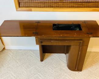 Vintage Singer Sewing Machine, closed table measures: H 31" x W 29" x D 16 1/2"