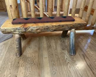 Handcrafted log bench