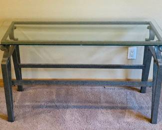 Metal base with glass top sofa/hallway table,