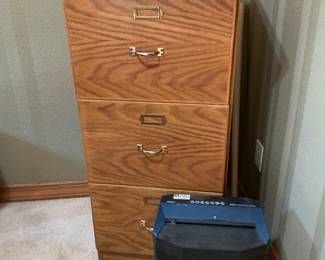 Shredder and wood file cabinet