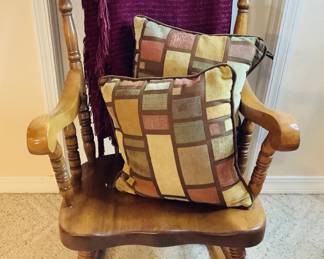 Traditional rocking chair, H 44 1/4" x W 22 1/4" x D 33", seat D 18", sturdy and heavy.