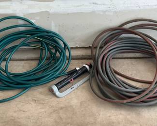 Garden hoses and sprinkler