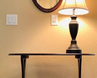 Brown lamp with cream lampshade