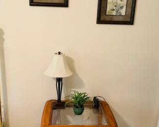 Oak & glass side table,