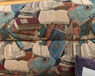 Fabric of book design highback loveseat