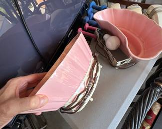 Pink ceramic tv planters with lights