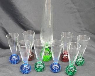 	MCM Italian Bubble Art Glass Cordial Glasses