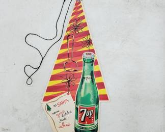 1950's 7up Christmas Hanging Tree Ad Cardboard