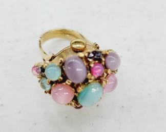 Cluster Gemstone Ring w/Hidden Watch