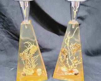Seahorse Resin Candlestick Holders