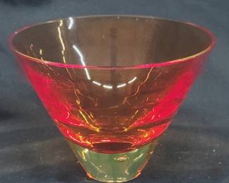 	MCM Murano Art Glass Amberina Pontil Bubble Bowl