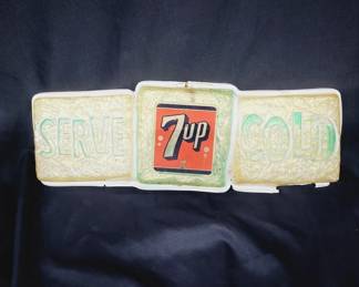 	7Up Serve Ice Cold Sign Embossed