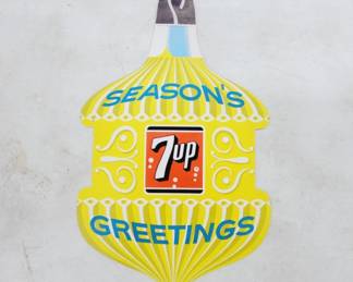 	Vtg 7up Seasons Greetings Hanging Ad