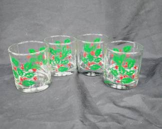 Christmas Holly Glasses Set of 4