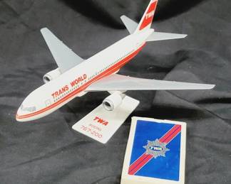 	TWA 767-200 Airplane Model w/TWA Playing Cards