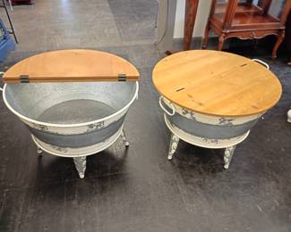 matching pair of washtub tables 