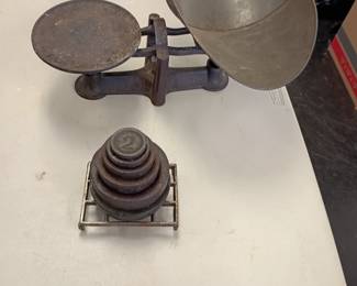 vintage scale with weights and stand 