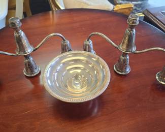 sterling silver compote and candelabras upside down missing the bottoms 