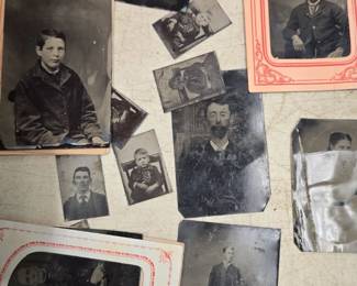 antique photo collection with tin types, frames, etc etc 1880-1930s