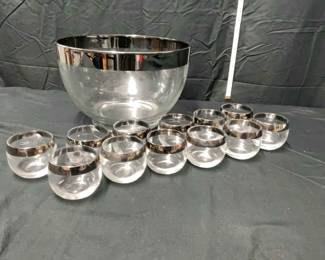 Vintage Punch Bowl and Glasses